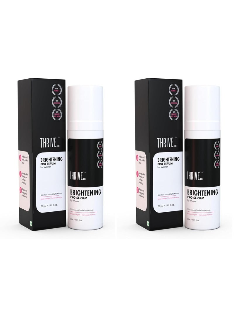 ThriveCo Skin Brightening PRO Serum For Women with Probiotic Rice Water, Vit C, Kojic Acid, Alpha Arbutin & Glutathione | Anti-ageing, Boosts Collagen, Clears Skin & Removes Dark Spots | 30ml pack of 2 - Image 1